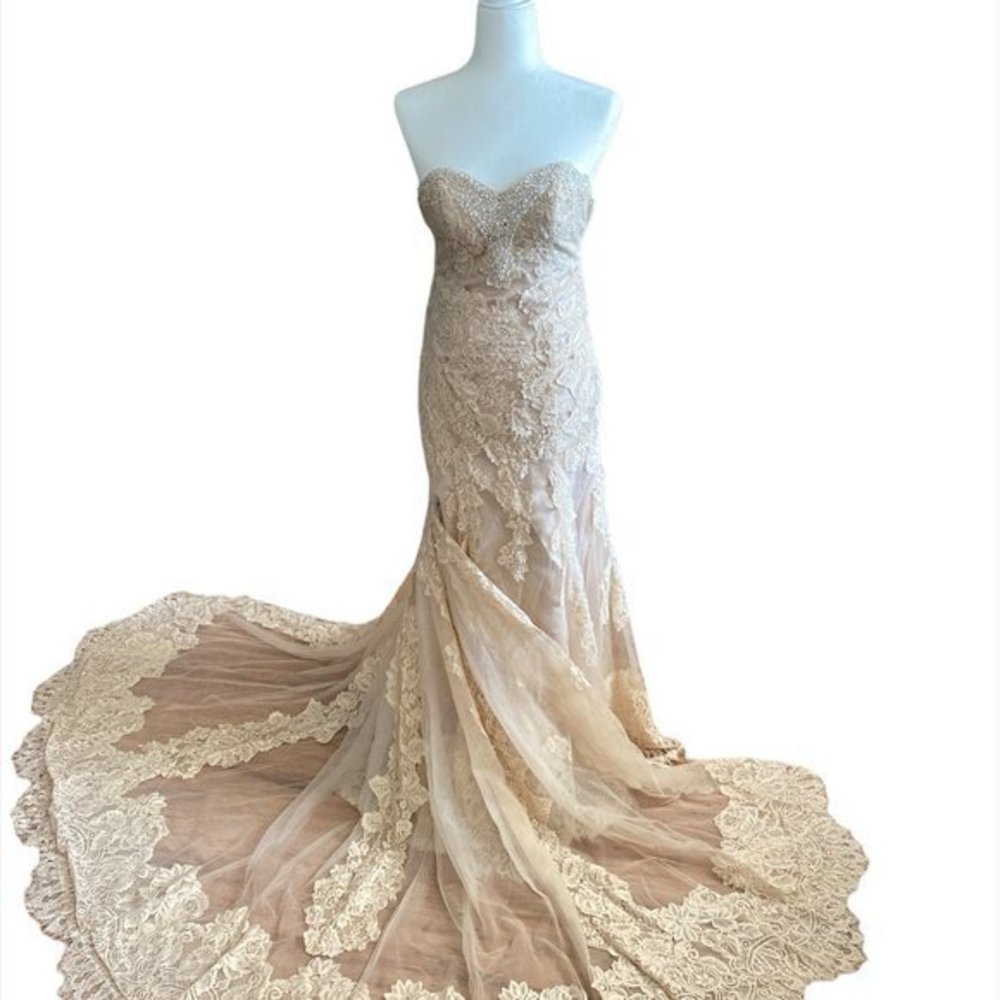 Trumpet/Mermaid Sweetheart Chapel Train Lace Wedding Dress With Beading Sequins
